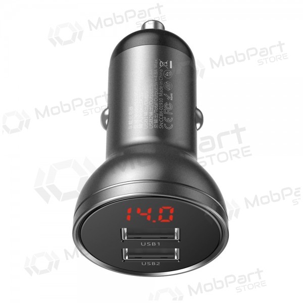 Φορτιστής αυτοκινήτου τηλεφώνου Baseus Digital Display CCBX-0G 24 W 2x USB-A μαύρος