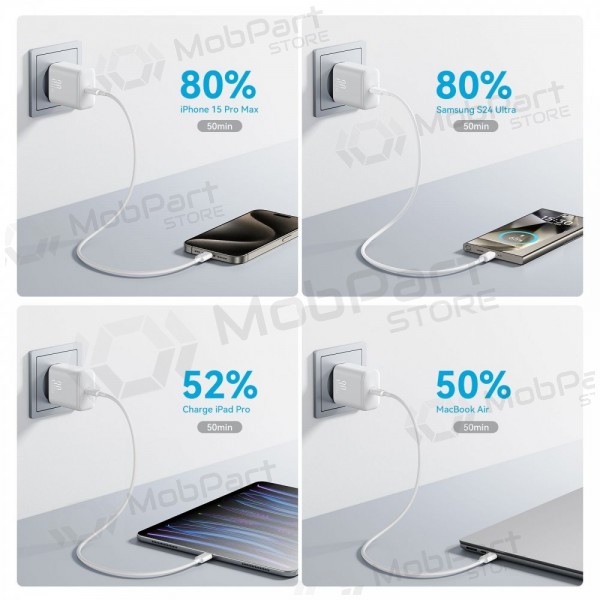Φορτιστής Joyroom JR-TCF24 USB-C PD30W + USB-C to USB-C cable 1.0m άσπρο