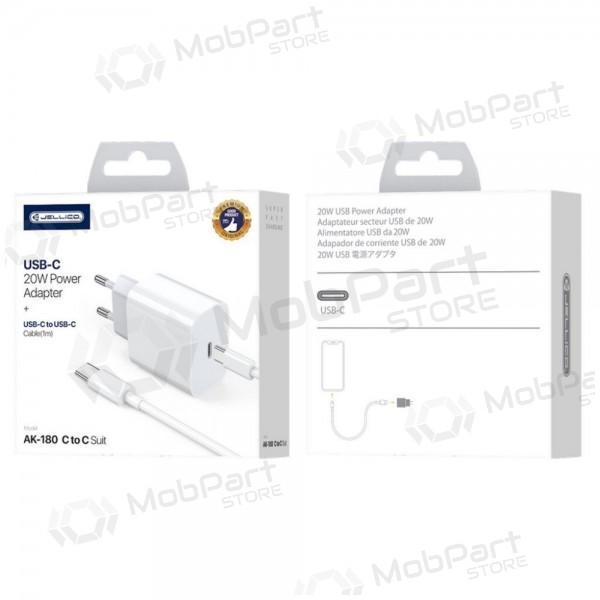 Φορτιστής Jellico AK180 20W USB-C + USB-C to Lightning cable 1.0m άσπρο
