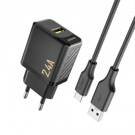 Φορτιστής τηλεφώνου Dudao A23T 12 W USB-A με καλώδιο USB-C 1 m μαύρο