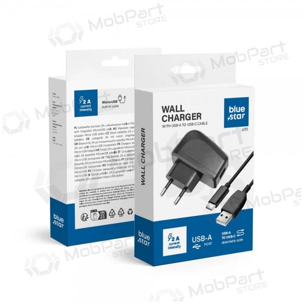 Φορτιστής τηλεφώνου Blue Star TFK-TC-1095B 10 W USB-A με καλώδιο USB-A σε USB-C μαύρο