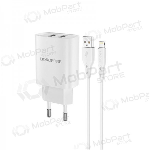 Φορτιστής Borofone BN2 2xUSB 2.1A + Lightning (άσπρο)