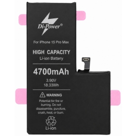 Μπαταρία Apple iPhone 15 Pro Max, συσσωρευτής Di-Power 4700 mAh (αυξημένης χωρητικότητας)