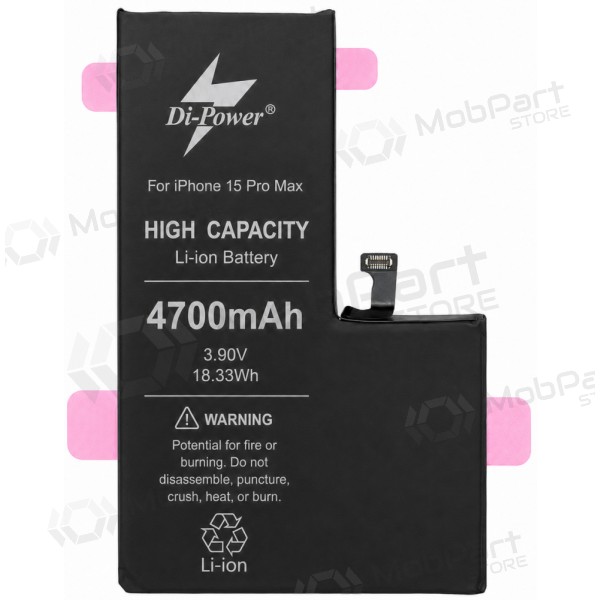 Μπαταρία Apple iPhone 15 Pro Max, συσσωρευτής Di-Power 4700 mAh (αυξημένης χωρητικότητας)