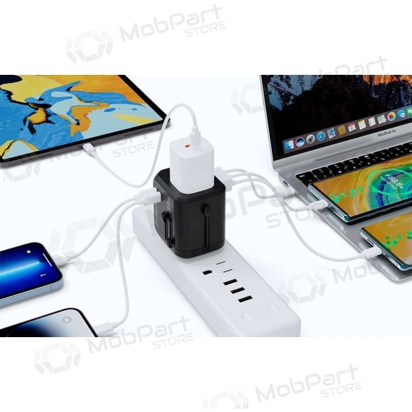 Γενικής kelioninis φορτιστής Choetech PD5008 30W USB-C/3xUSB-A μαύρος