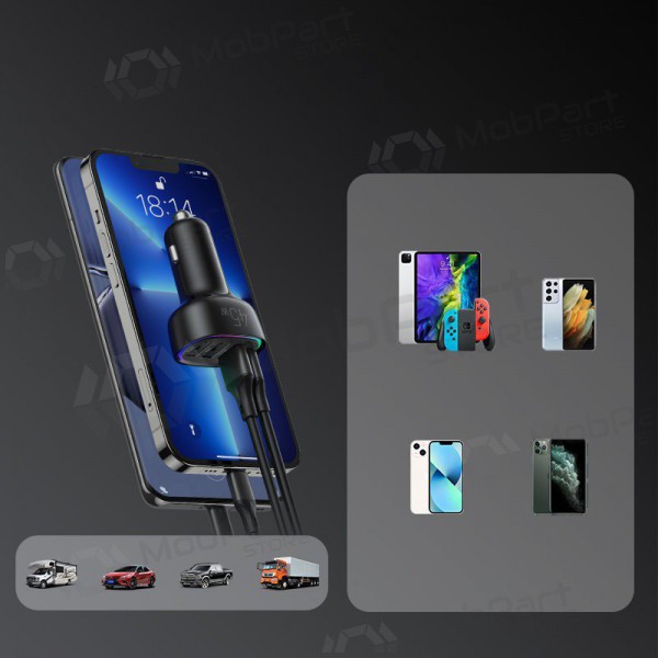 Φορτιστής automobilinis Joyroom JR-CL09 LED 4xUSB (PD, QC) 45W (μαύρος)
