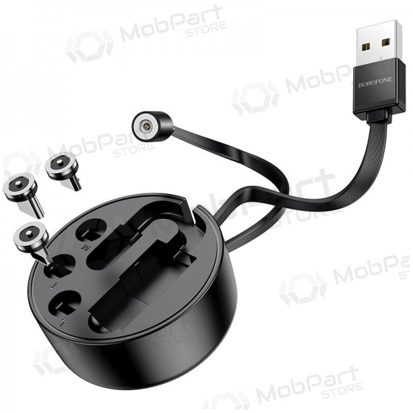 USB καλώδιο Borofone BU26 3in1 microUSB-Lightning-Type-C magnetinic 1.0m (μαύρος)