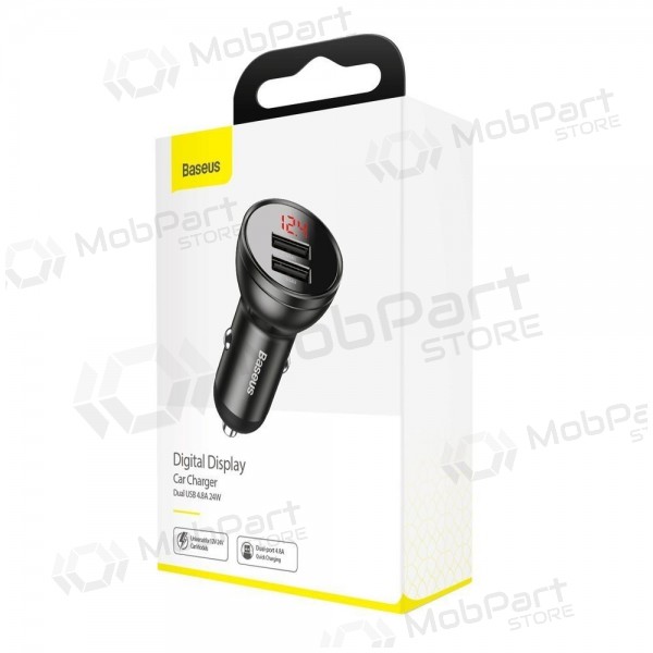 Φορτιστής αυτοκινήτου τηλεφώνου Baseus Digital Display CCBX-0G 24 W 2x USB-A μαύρος