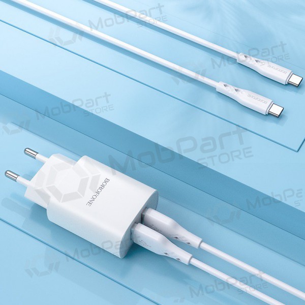 Φορτιστής Borofone BN2 2xUSB 2.1A + USB Type-C (άσπρο)