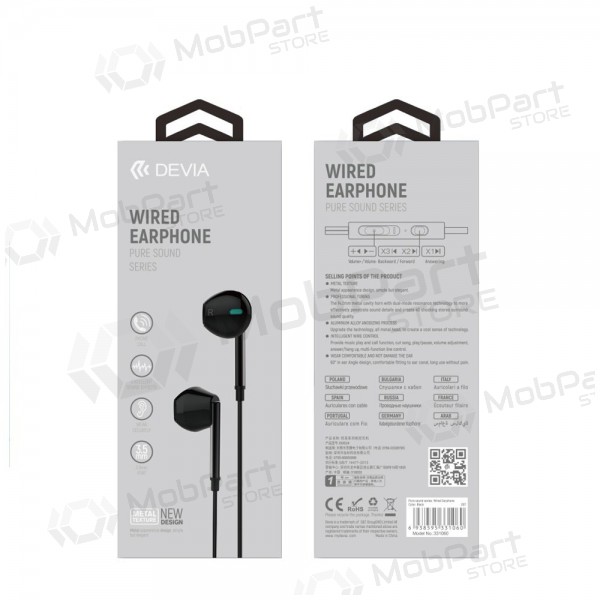 Handsfree ακουστικα Devia Pure Sound 3,5mm (μαύρος)