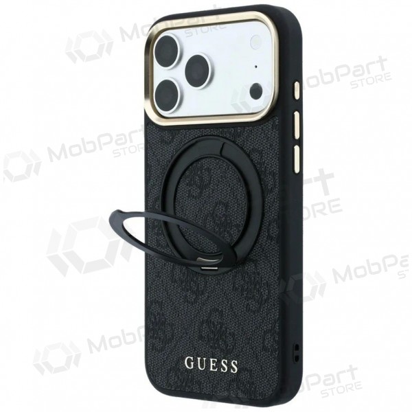 Θήκη Apple iPhone 18 Pro Max -Guess PU 4G Ring Stand MagSafe- (μαύρη)