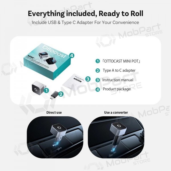 Ασύρματος προσαρμογέας CarPlay / Android Auto Ottocast Mini Cube CP88-T3 μαύρος