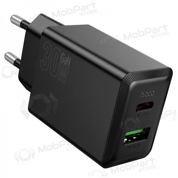 Φορτιστής τηλεφώνου Hoco N71 30 W GaN USB-C + USB-A μαύρος