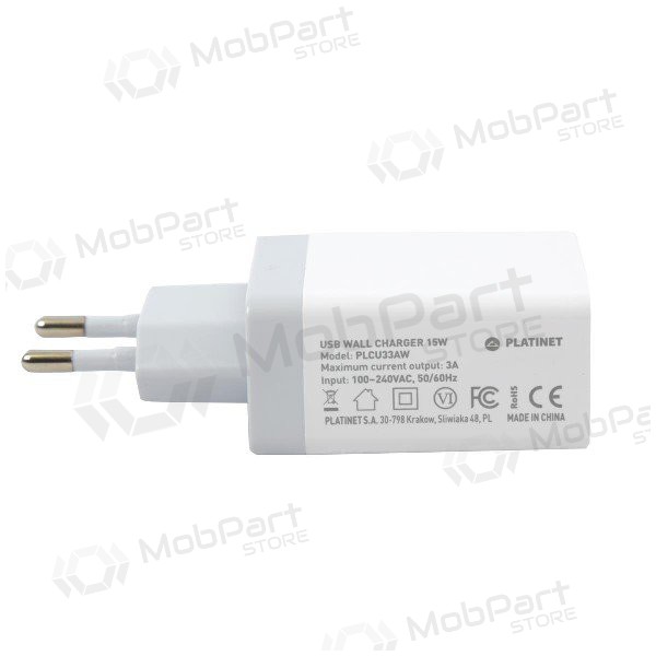 Φορτιστής Platinet QuickCharge 3xUSB (15W 3A) (άσπρο)