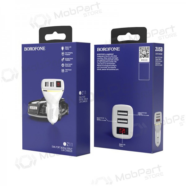Φορτιστής automobilinis Borofone BZ11 x 2 USB (2.1A) (μαύρος)