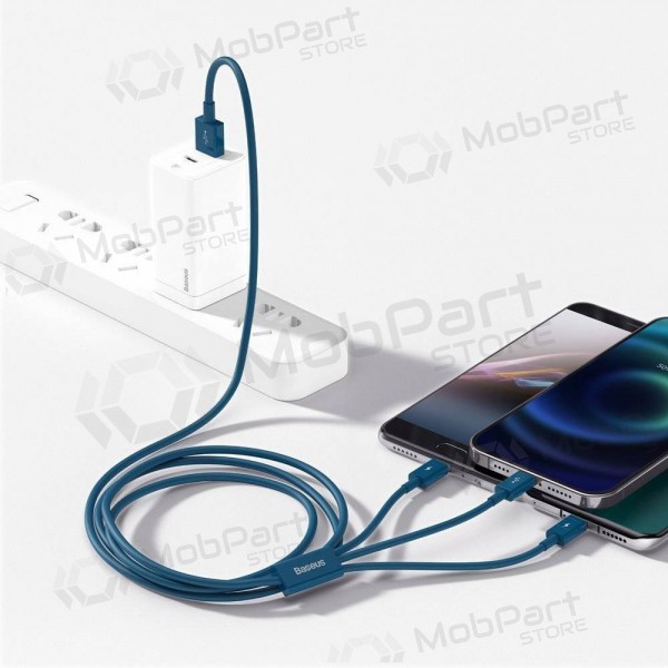 Καλώδιο USB Baseus Superior USB - microUSB+Lightning+Type-C 100W 1.5m (μπλε) CAMLTYS-03