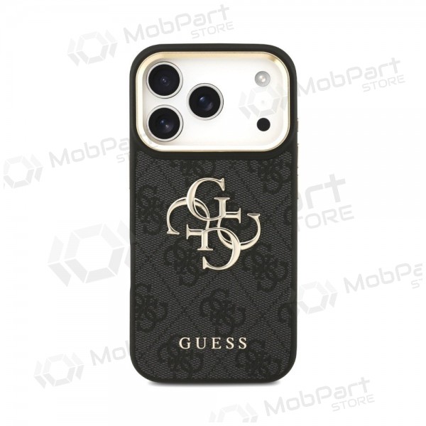 Θήκη Apple iPhone 18 Pro - Guess PU Leather 4G Metal Logo Gold Frame (μαύρο)