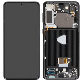 Ekranas Samsung G996 S21 Plus su lietimui jautriu stikliuku και rėmeliu Phantom Black OLED (real size)