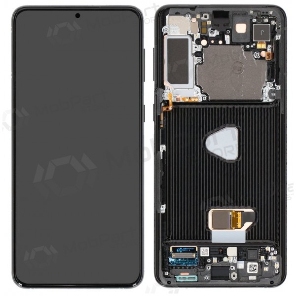 Ekranas Samsung G996 S21 Plus su lietimui jautriu stikliuku και rėmeliu Phantom Black OLED (real size)