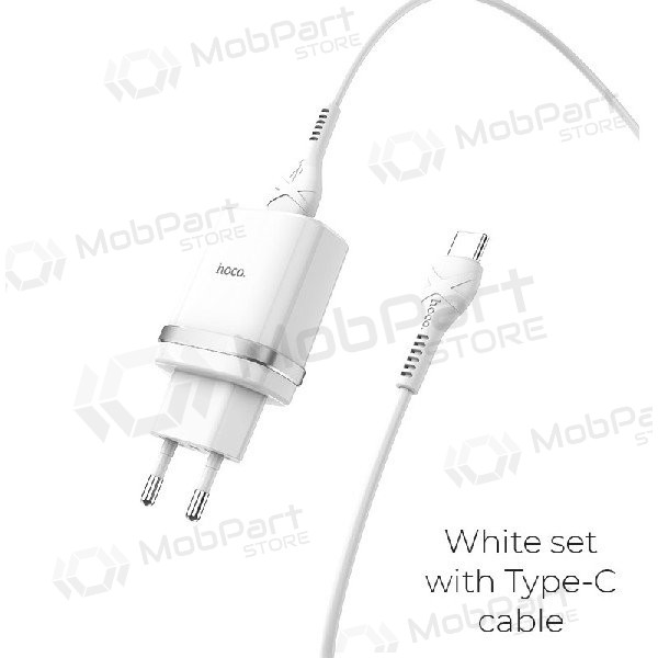 Φορτιστής HOCO C12Q Smart USB + type-C καλώδιο (QC3.0) (άσπρο)