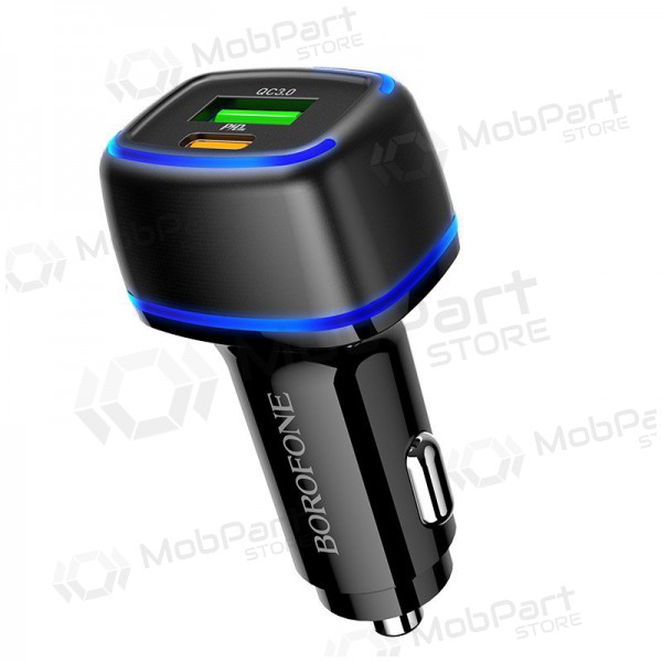 Φορτιστής automobilinis Borofone BZ14A PD20W+QC3.0 x 2 USB (Type-C to Lightning) (μαύρος)