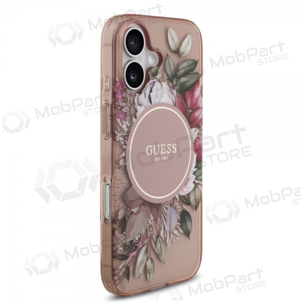 Θήκη Apple iPhone 17 -Guess IML Flowers Strap MagSafe- (ροζ)