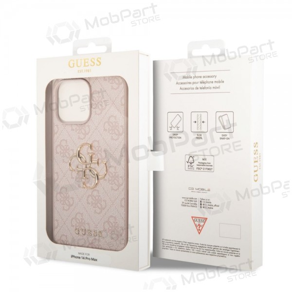 Θήκη Apple iPhone 14 Pro Max - Guess PU 4G Metal Logo (ροζ)