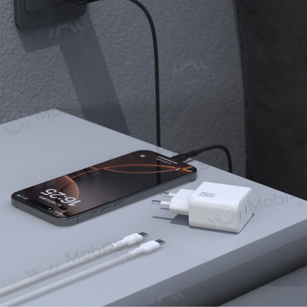 Φορτιστής Dudao A27C GaN 25W USB-C + καλώδιο USB-C σε USB-C 1.0m λευκό