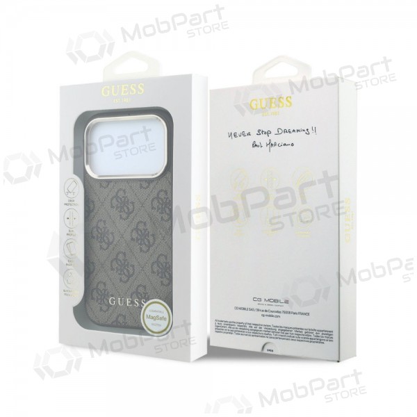 Θήκη Apple iPhone 18 Pro - Guess PU Leather 4G Gold Frame MagSafe (καφέ)