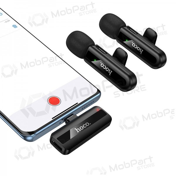 Belaidžių mikrofonų rinkinys Hoco L20A USB-C/Lightning μαύρος