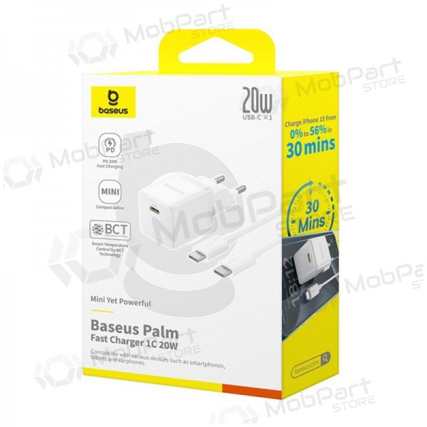 Φορτιστής Baseus Palm 20W USB-C + USB-C to USB-C cable 1.0m άσπρο P10111602213-01