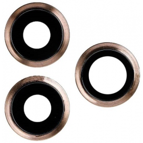 Apple iPhone 11 Pro / 11 Pro Max τζαμάκι κάμερας (3τεμ) (χρυσαφένιος) (με πλαίσιο)