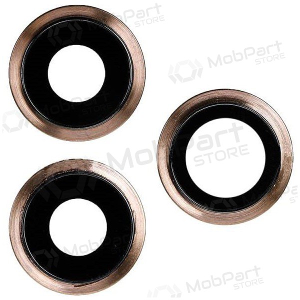 Apple iPhone 11 Pro / 11 Pro Max τζαμάκι κάμερας (3τεμ) (χρυσαφένιος) (με πλαίσιο)