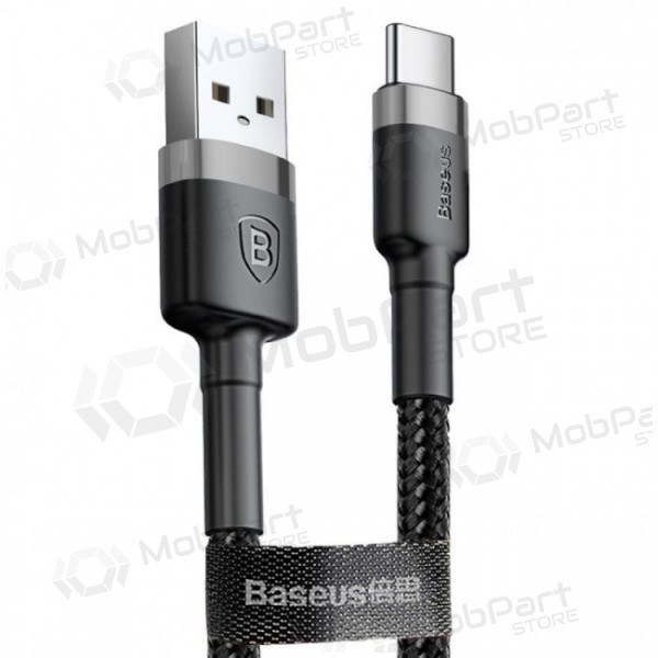 USB καλώδιο Baseus Cafule Type-C 1.0m 3.0A (γκρί-μαύρος) CATKLF-BG1