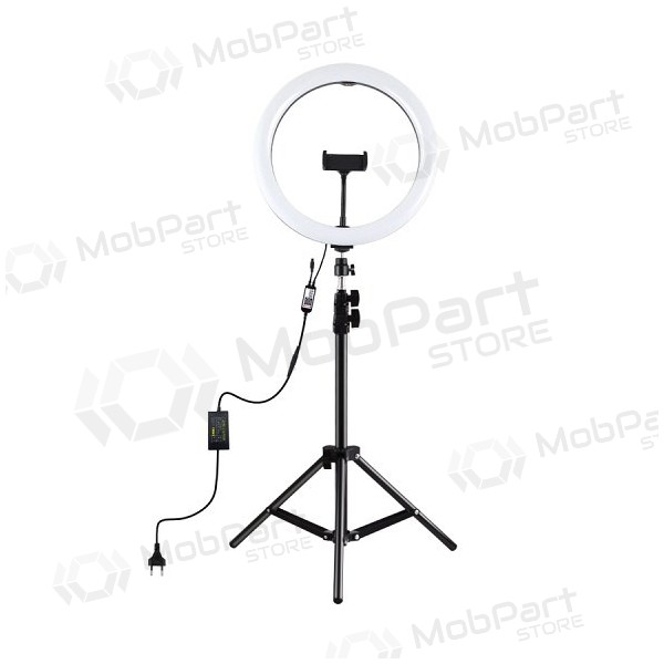 LED žiedinė λάμπα 30cm, su trikoju stovu iki 1.1m και telefono laikikliu