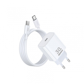 Φορτιστής τηλεφώνου Remax RP-U71 30 W GaN USB-C με καλώδιο USB-C 1 m λευκό