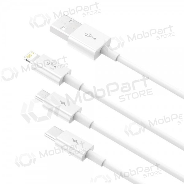 Καλώδιο Baseus Superior USB - microUSB+Lightning+Type-C 3.5A 1.5m (άσπρο) CAMLTYS-02