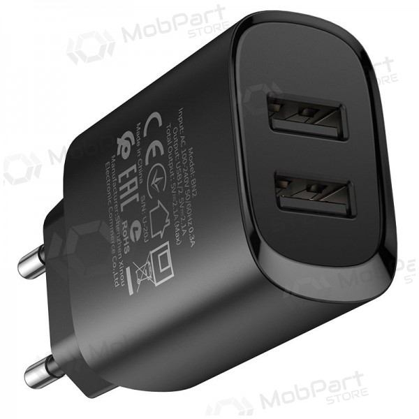 Φορτιστής Borofone BN2 2xUSB 2.1A + Lightning (μαύρος)