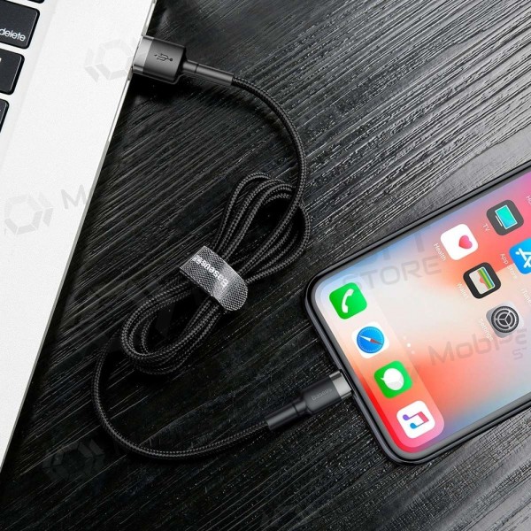 USB καλώδιο Baseus Cafule USB-A to Lightning 2.4A 1.0m γκρί-μαύρος CALKLF-BG1