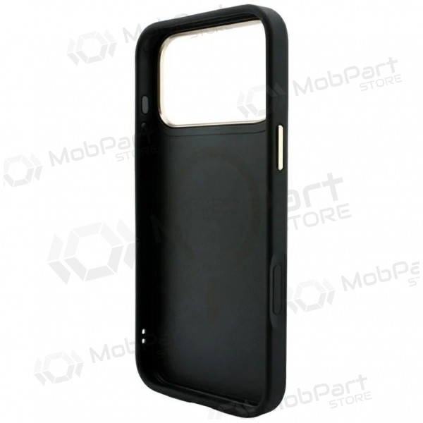 Θήκη Apple iPhone 18 Pro Max - Guess PU Leather 4G Gold Frame Embossed MagSafe (μαύρο)
