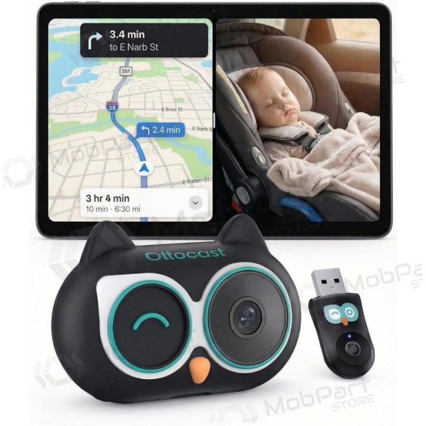 Ασύρματος προσαρμογέας CarPlay Ottocast Cabin Care CA520-T με λειτουργία παρακολούθησης παιδιών, μαύρος