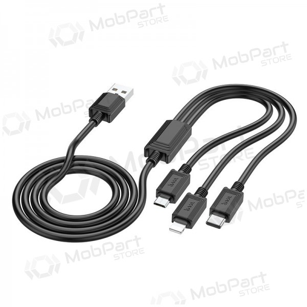 USB καλώδιο Hoco X74 3in1 microUSB-Lightning-Type-C 1.0m (μαύρος)