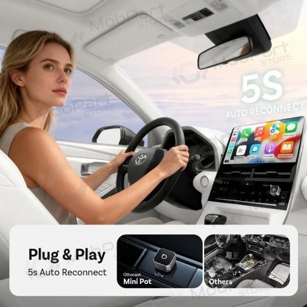 Ασύρματος προσαρμογέας CarPlay/Android Auto Ottocast Mini Cube ασημί CP88-T3