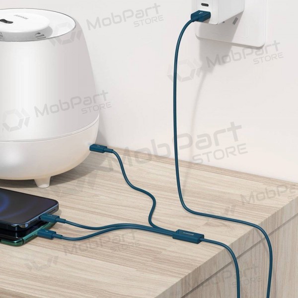 Καλώδιο USB Baseus Superior USB - microUSB+Lightning+Type-C 100W 1.5m (μπλε) CAMLTYS-03