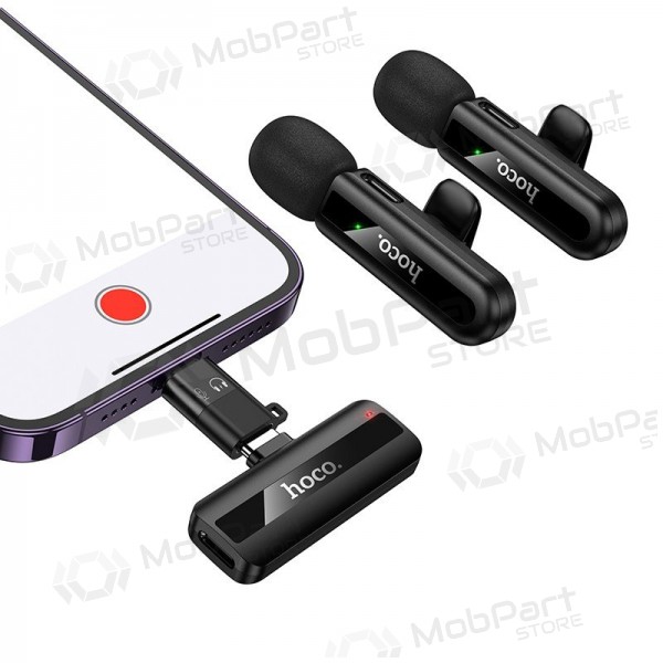 Belaidžių mikrofonų rinkinys Hoco L20A USB-C/Lightning μαύρος