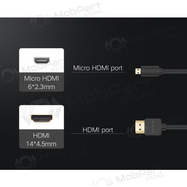 Καλώδιο HDMI Ugreen HD127 HDMI σε Micro HDMI 1.5 m 4K 60 Hz μαύρο