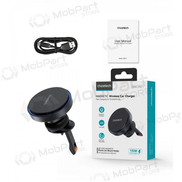 Automobilinis laikiklis-φορτιστής Choetech T205-F MagSafe 15W μαύρος