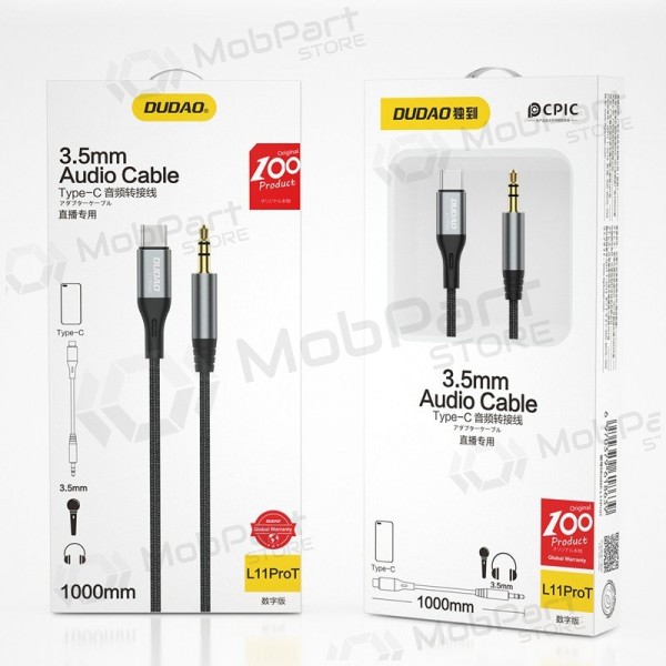 Καλώδιο ήχου Dudao L11ProT USB-C σε 3.5 mm 1 m μαύρο