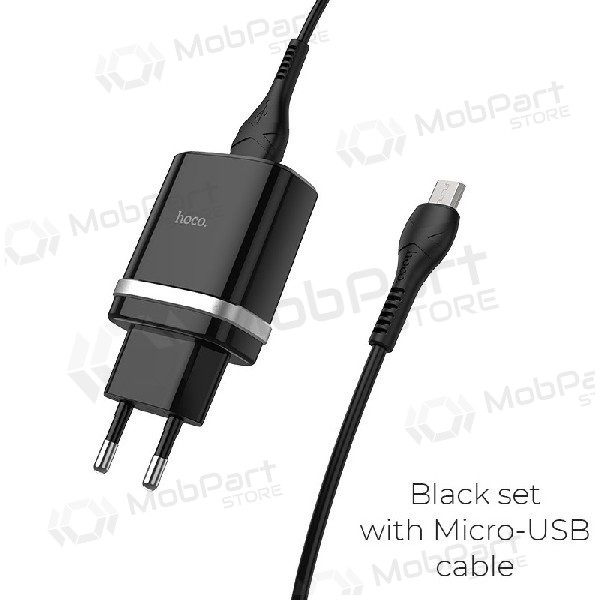 Φορτιστής HOCO C12Q Smart USB + microUSB καλώδιο (QC3.0) (μαύρος)