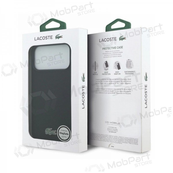 Θήκη Apple iPhone 18 Pro - Lacoste PVC Petit Pique Semi Wrap Embossed MagSafe (μαύρο)